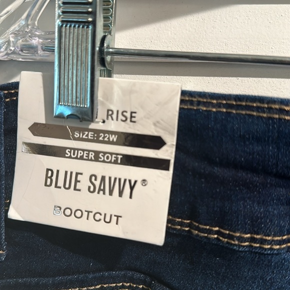 NWT Blue Savvy High Rise Boot Cut Soft & Stretchy Soft Blue Embroidery Jeans. - Picture 11 of 12